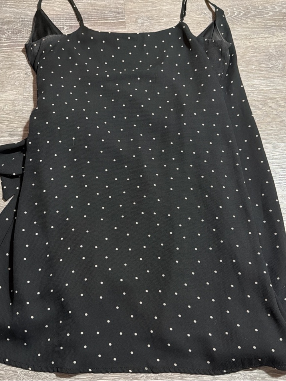 Lulu's Black Mini Slip Dress with White Polka Dots